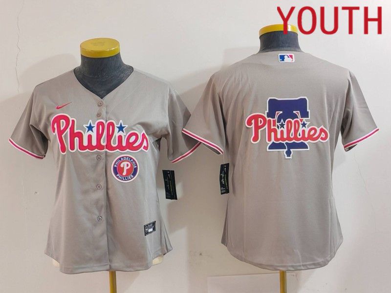 Youth Philadelphia Phillies Blank Grey Game 2024 Nike MLB Jersey style 4->youth mlb jersey->Youth Jersey